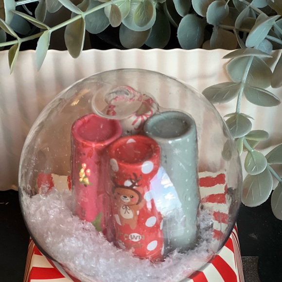 Lip Balm Collection Festive Red and Green in Snow Globe Christmas Holiday - Picture 2 of 3